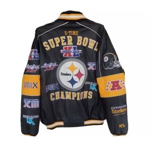 Vintage Pittsburgh Steelers Leather Jacket Size XL